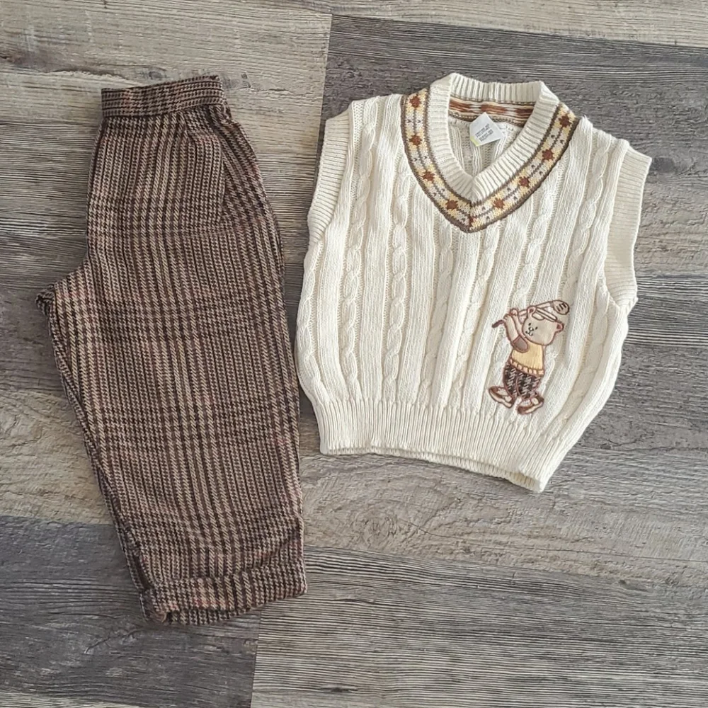 Vintage boy 2 pieces Bundle costumes pants +vest sweater size 2T Y2K